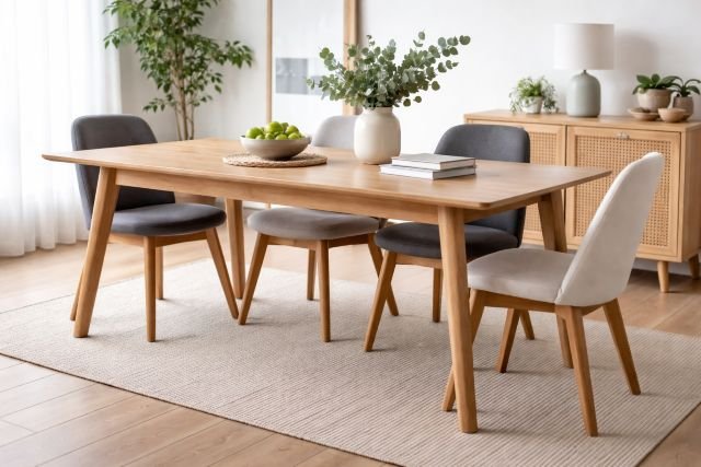 table with wooden legs