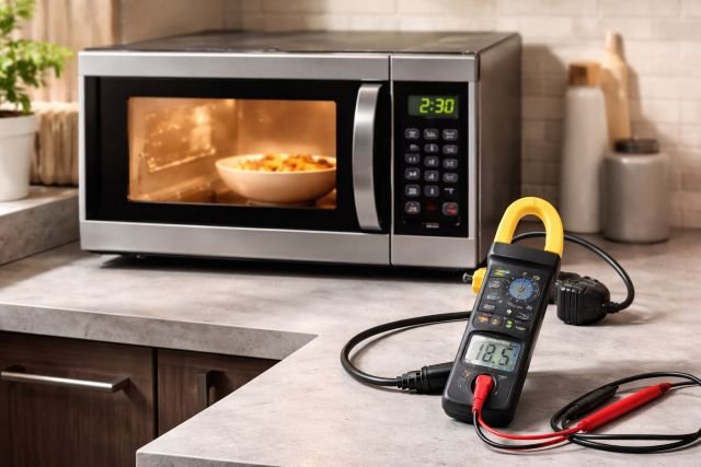 how many amps does a microwave use
